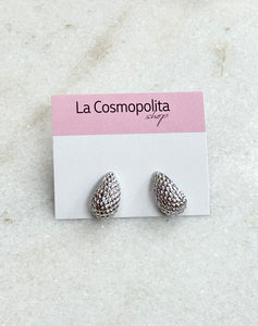 Small Textured Silver Earrings
