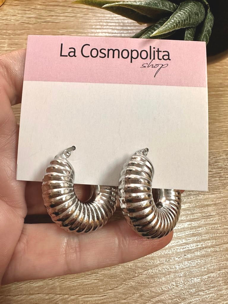 Silver Croissant Hoops