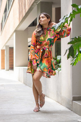 Bacteria Print Short Dress