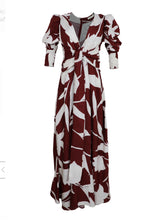 Load image into Gallery viewer, Wine &amp; White Print Dress