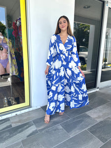 Blue and White long Dress