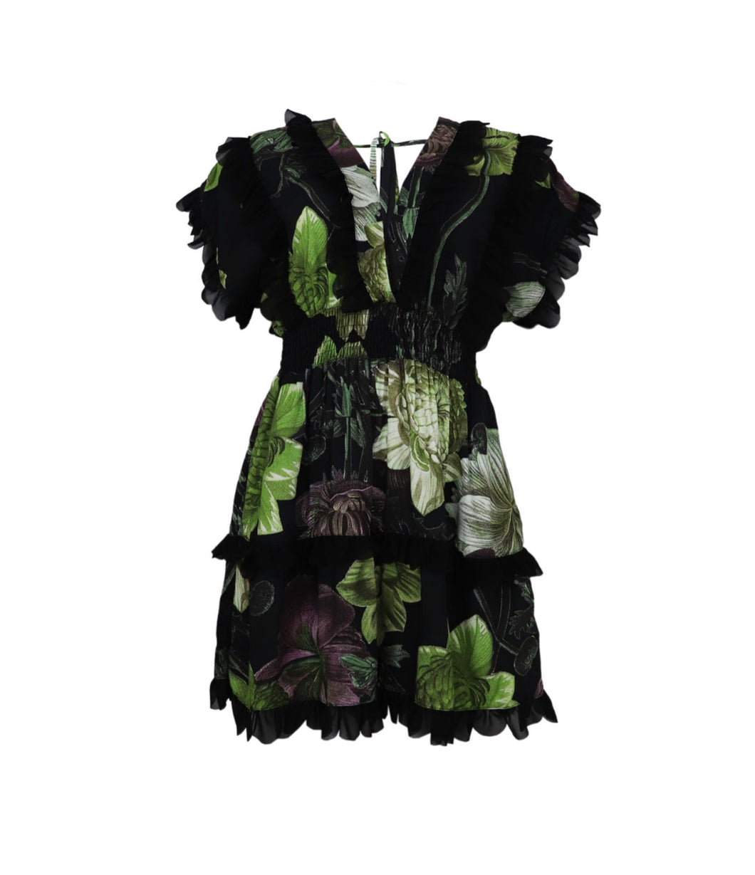 Short printed v-neck dress