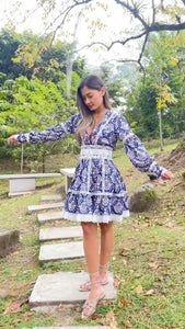 Sublime Short Blue and White Dress