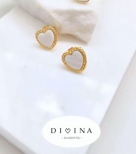Pearl Heart Earrings with Gold