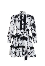 Load image into Gallery viewer, Black And White Chiffon Short Dress